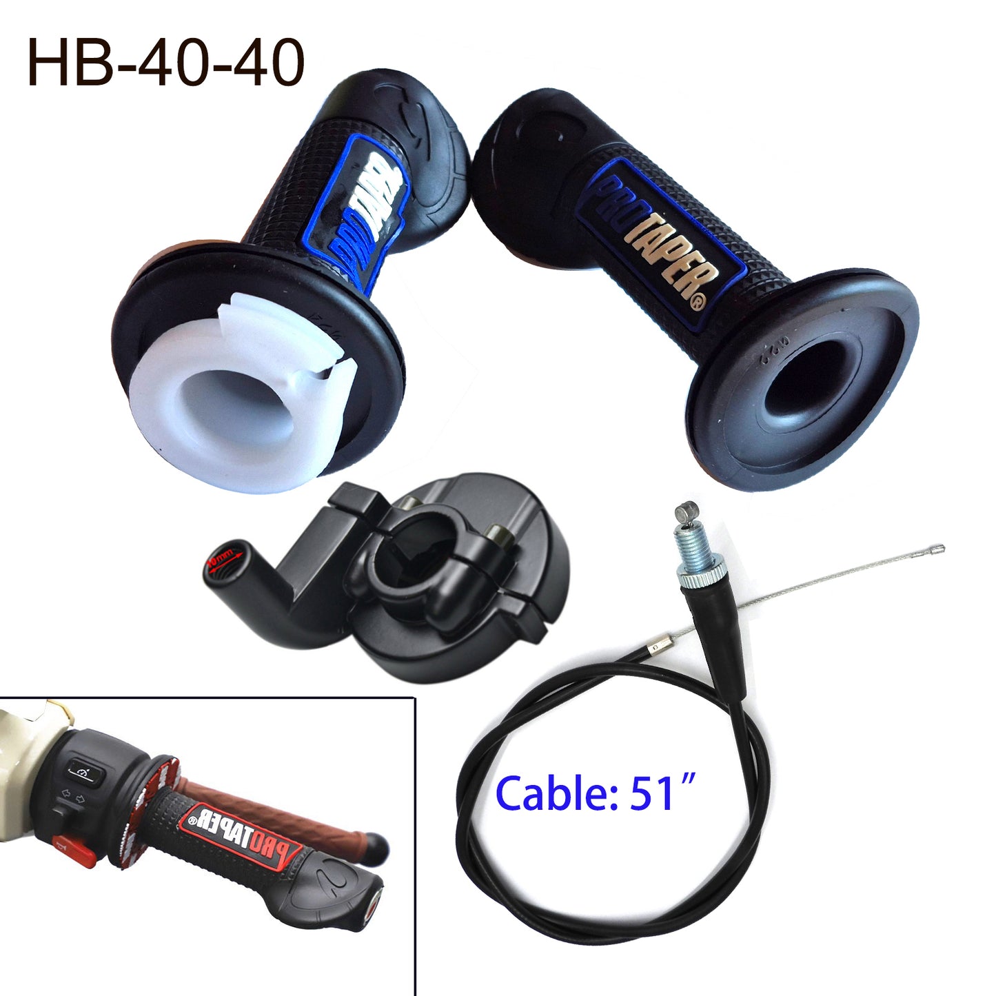 Twist Grip Set with 7/8" Handlebar Throttle Cable European Style Blue 40