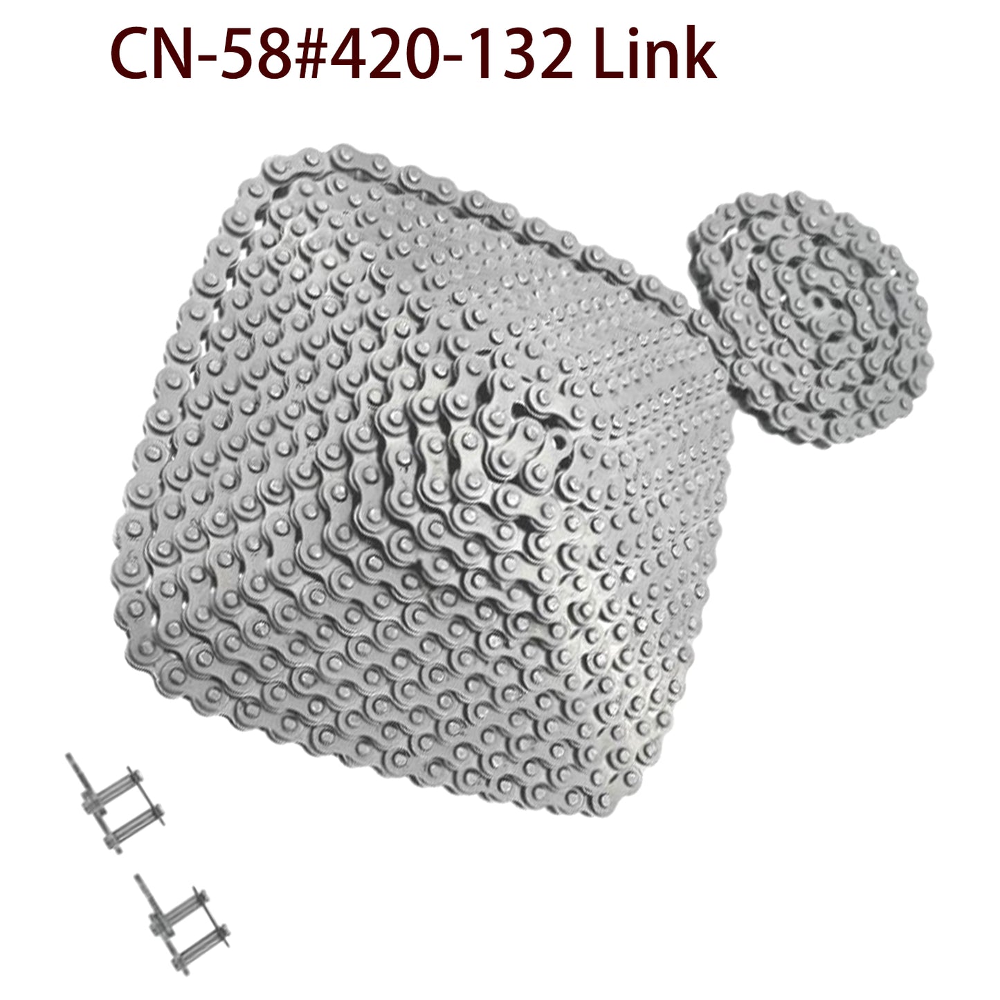 420 Chain 132 Links fit for 50 70 90 110 125cc SSR TaoTao Coolster Apollo Baja 212cc Go Kart Mini Bike Powersports Parts Chinese ATV 4 Wheeler Quad Pit Dirt Bike with Chain Breaker