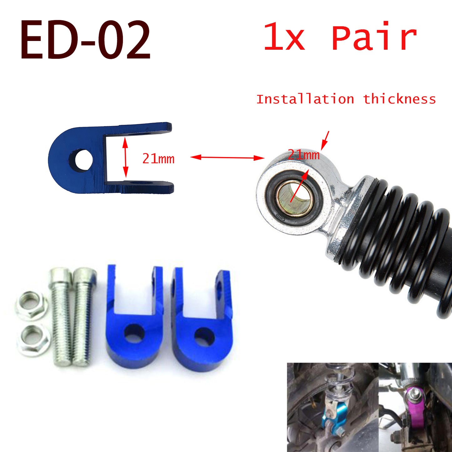 Motorcycle Shock Extender Riser (Blue)